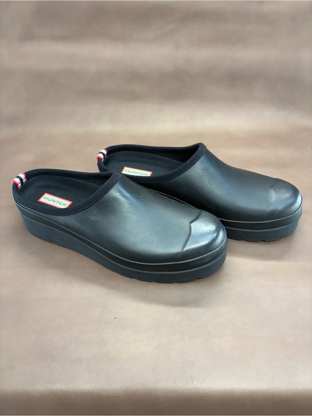 Hunter Black Slip-On Clogs